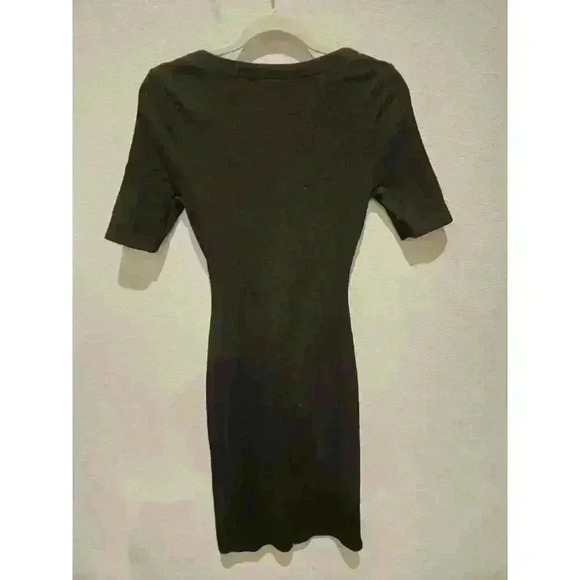7 For All Mankind Women's Black Bodycon Midi Dress Size S Short Sleeve - Picture 8 of 10